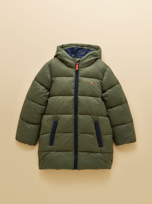 Dsiney Kidz - Joules Boys' Long Cairn Khaki Green Showerproof Padded Coat image 1