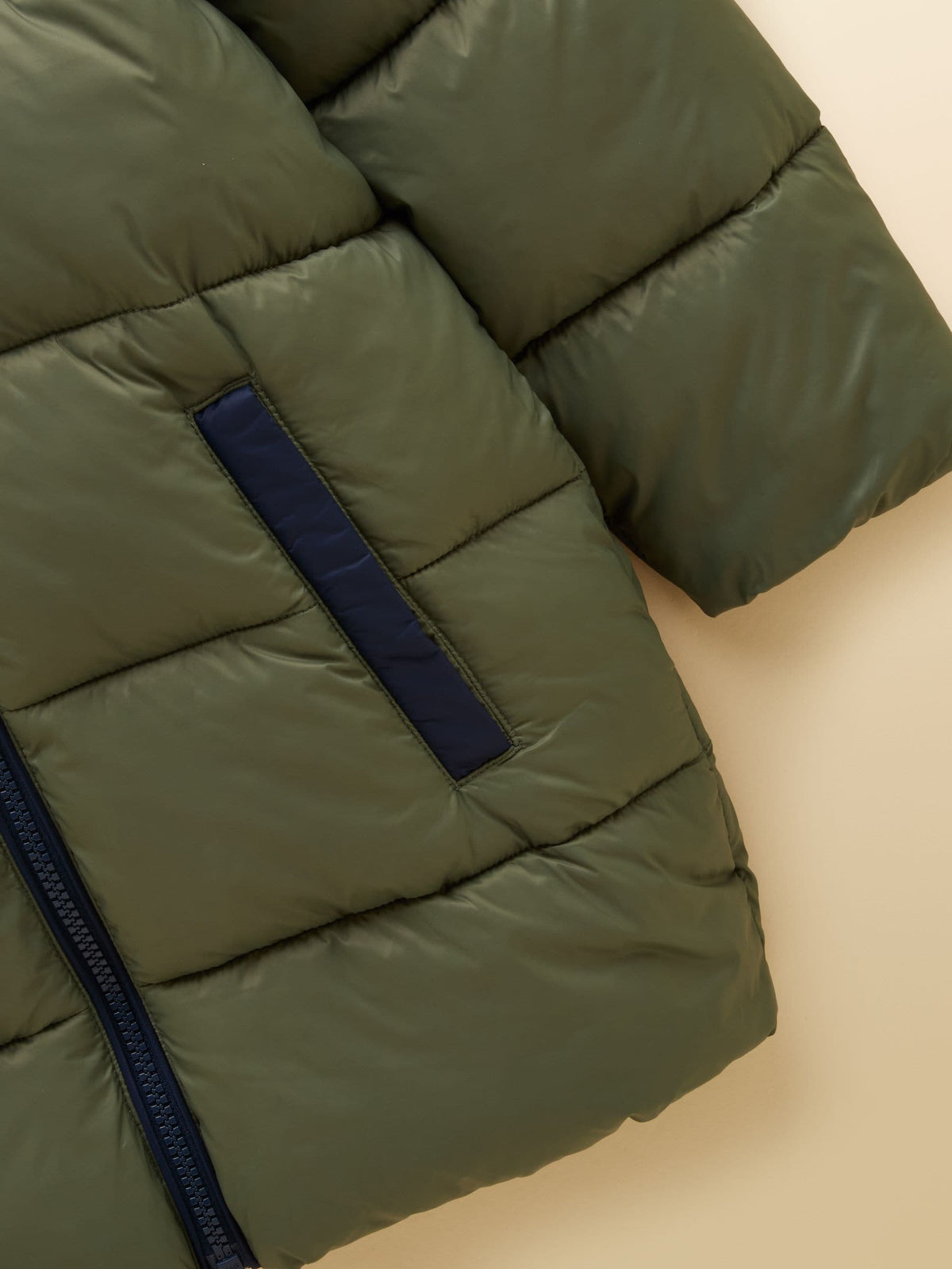 Dsiney Kidz - Joules Boys' Long Cairn Khaki Green Showerproof Padded Coat image 3