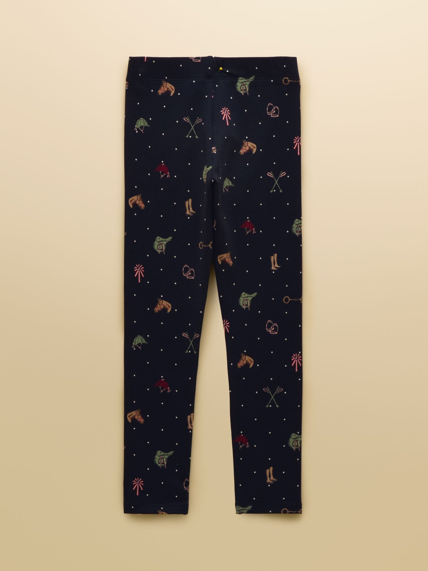 Joules Girls' Deedee Navy Tictac Horse Jersey Leggings image 2