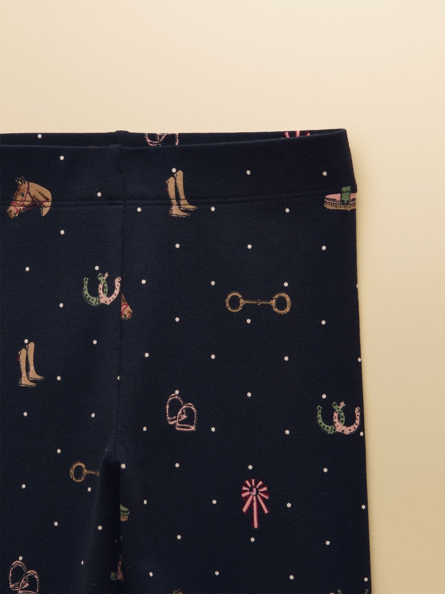 Joules Girls' Deedee Navy Tictac Horse Jersey Leggings image 3