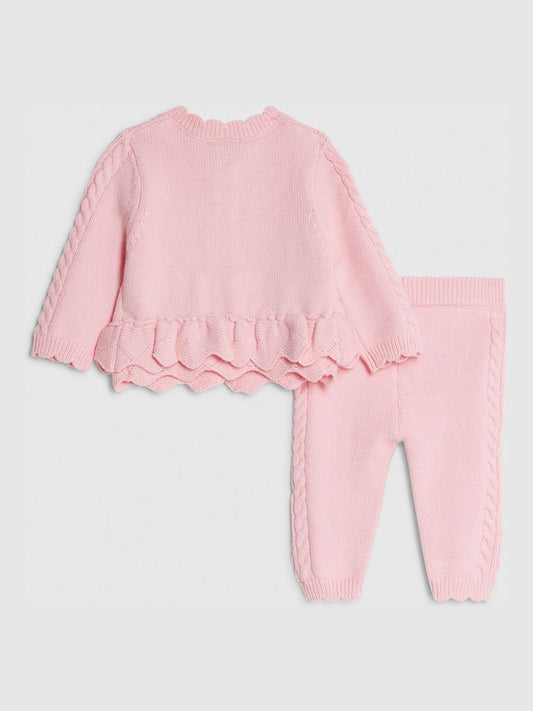 River Island Pink Peplum Knitted Bow Cardigan and Legging  Set image 2