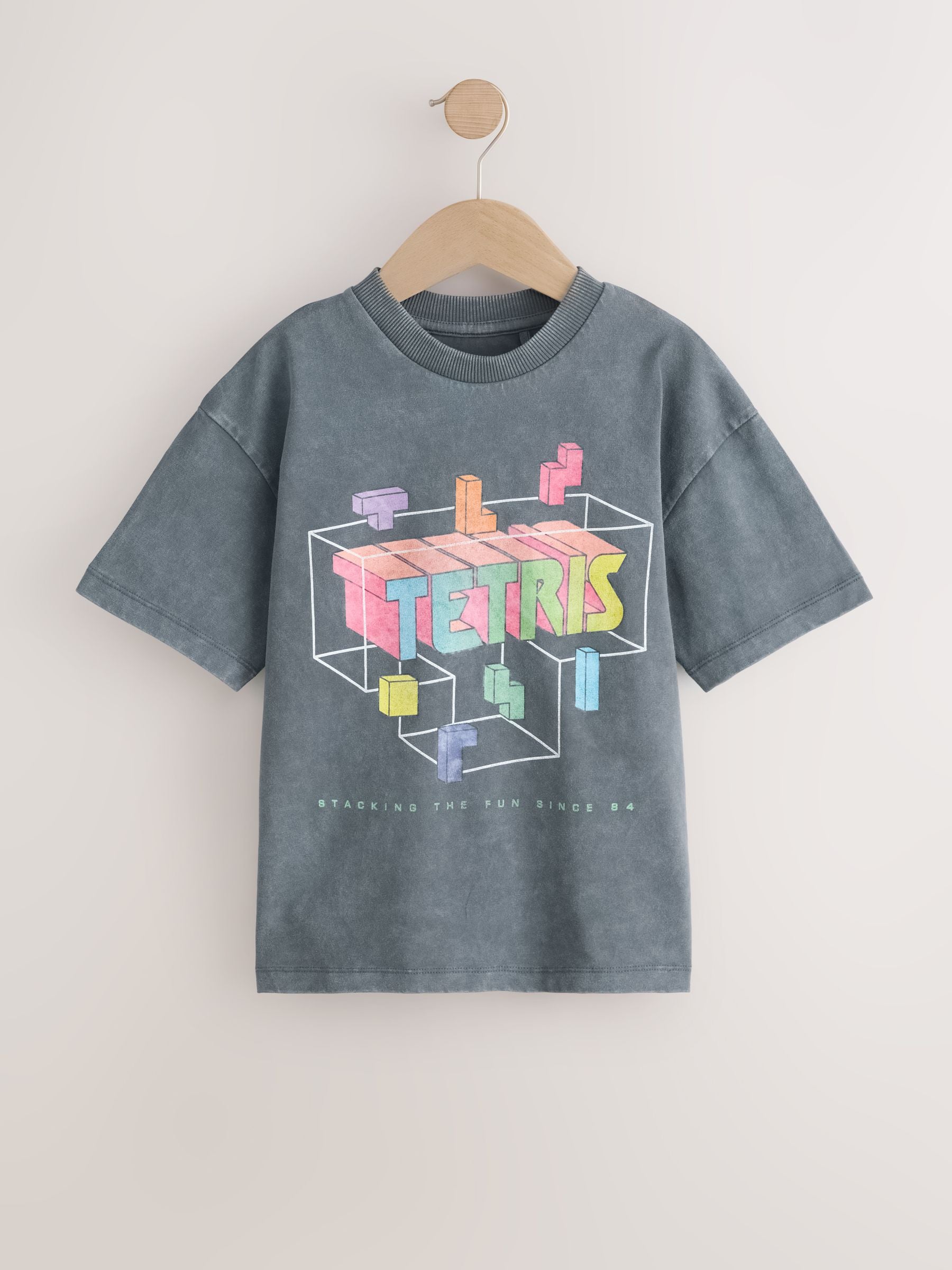 Dsiney Kidz - Charcoal Grey Tetris Short Sleeve T-Shirt (3-16yrs) image 1