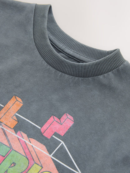 Dsiney Kidz - Charcoal Grey Tetris Short Sleeve T-Shirt (3-16yrs) image 3