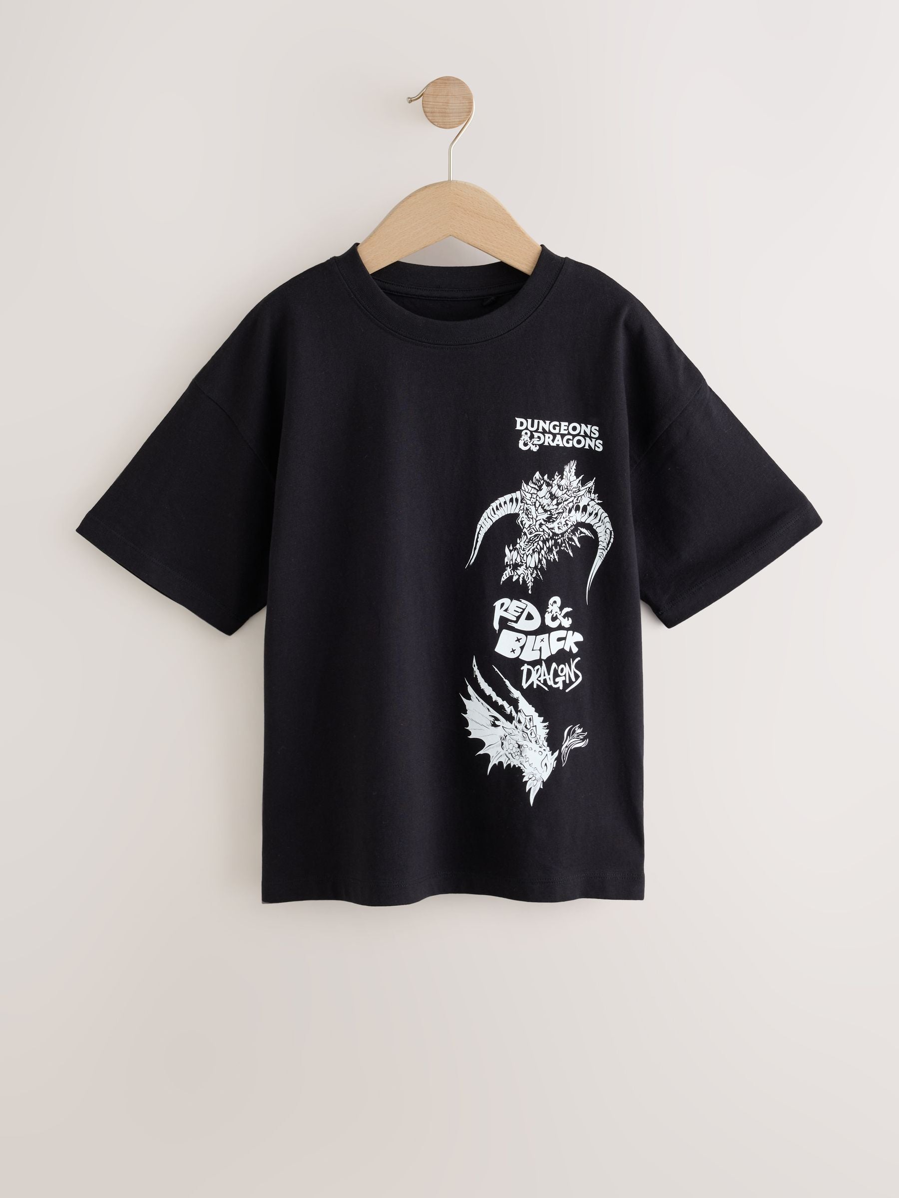 Dsiney Kidz - Black/White Dungeons & Dragons Print Short Sleeve T-Shirt (8-16yrs) image 1