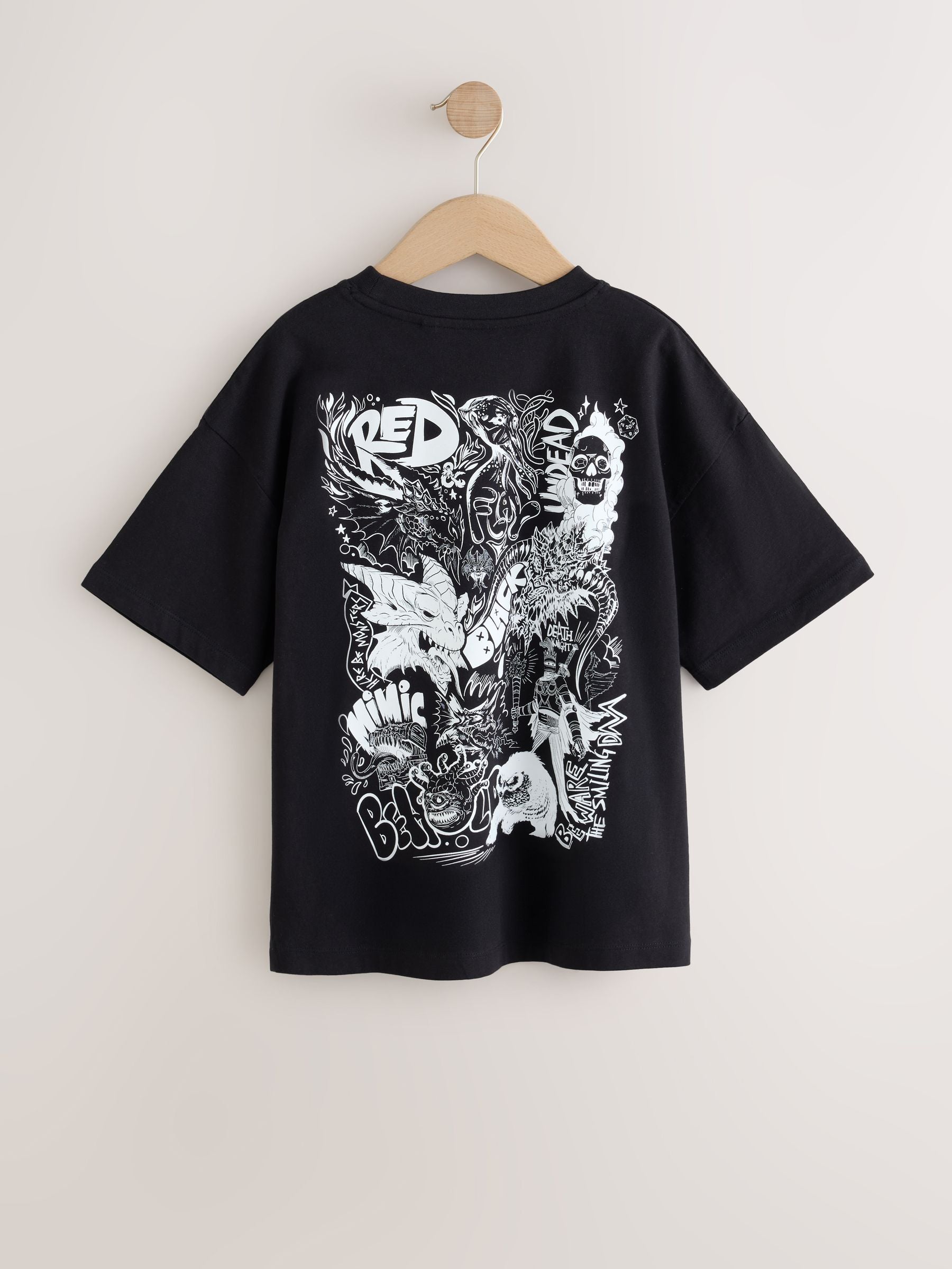 Dsiney Kidz - Black/White Dungeons & Dragons Print Short Sleeve T-Shirt (8-16yrs) image 2
