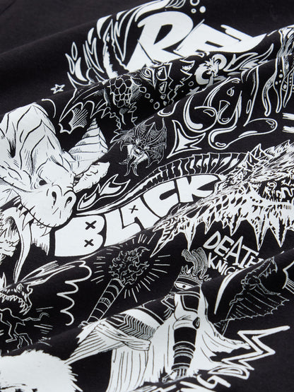Dsiney Kidz - Black/White Dungeons & Dragons Print Short Sleeve T-Shirt (8-16yrs) image 3