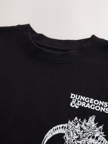 Dsiney Kidz - Black/White Dungeons & Dragons Print Short Sleeve T-Shirt (8-16yrs) image 4