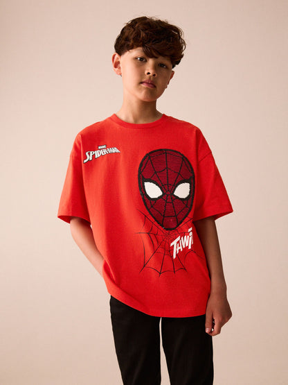Dsiney Kidz - Red Sequin Spiderman Short Sleeve T-Shirt (3-16yrs) image 2