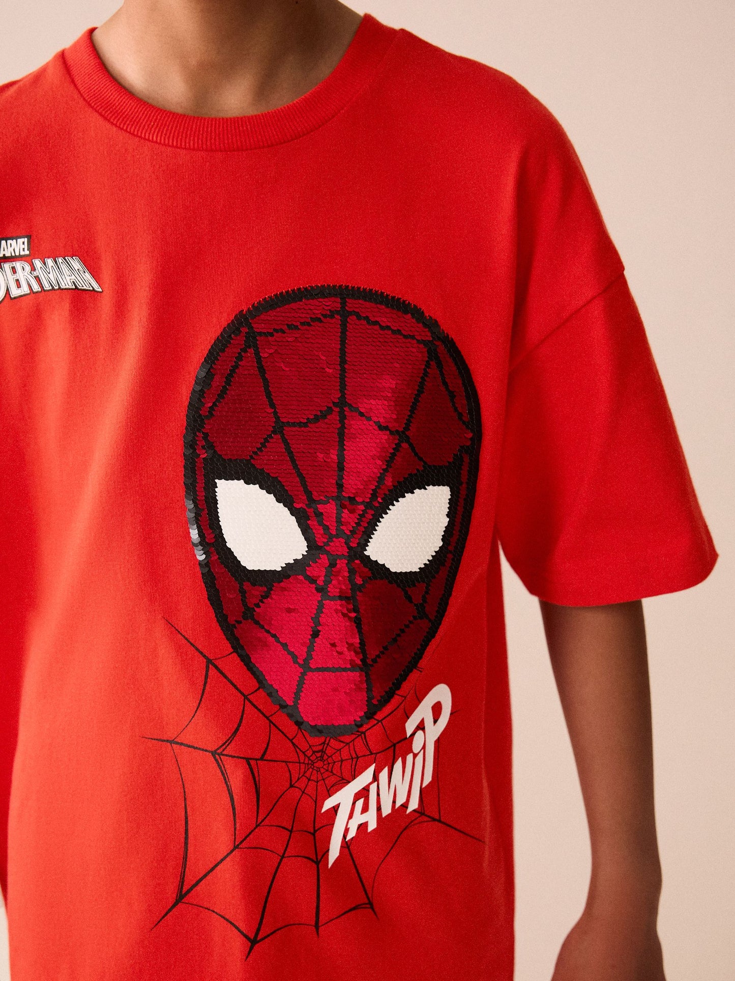 Dsiney Kidz - Red Sequin Spiderman Short Sleeve T-Shirt (3-16yrs) image 6
