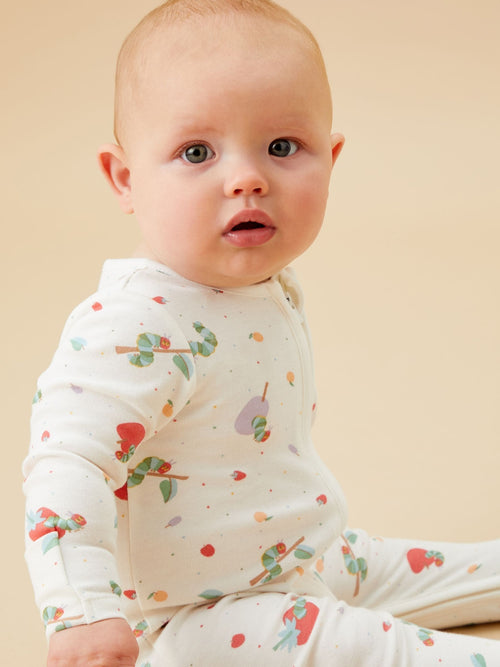 MORI Cream Supersoft Very Hungry Caterpillar Two Way Zip Sleepsuit image 1