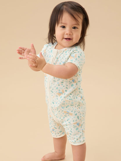 MORI Cream Peter Rabbit Short Sleeve Zip Up Rompersuit image 3
