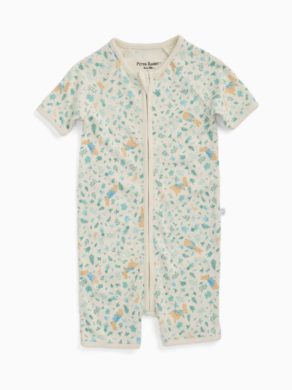 MORI Cream Peter Rabbit Short Sleeve Zip Up Rompersuit image 4