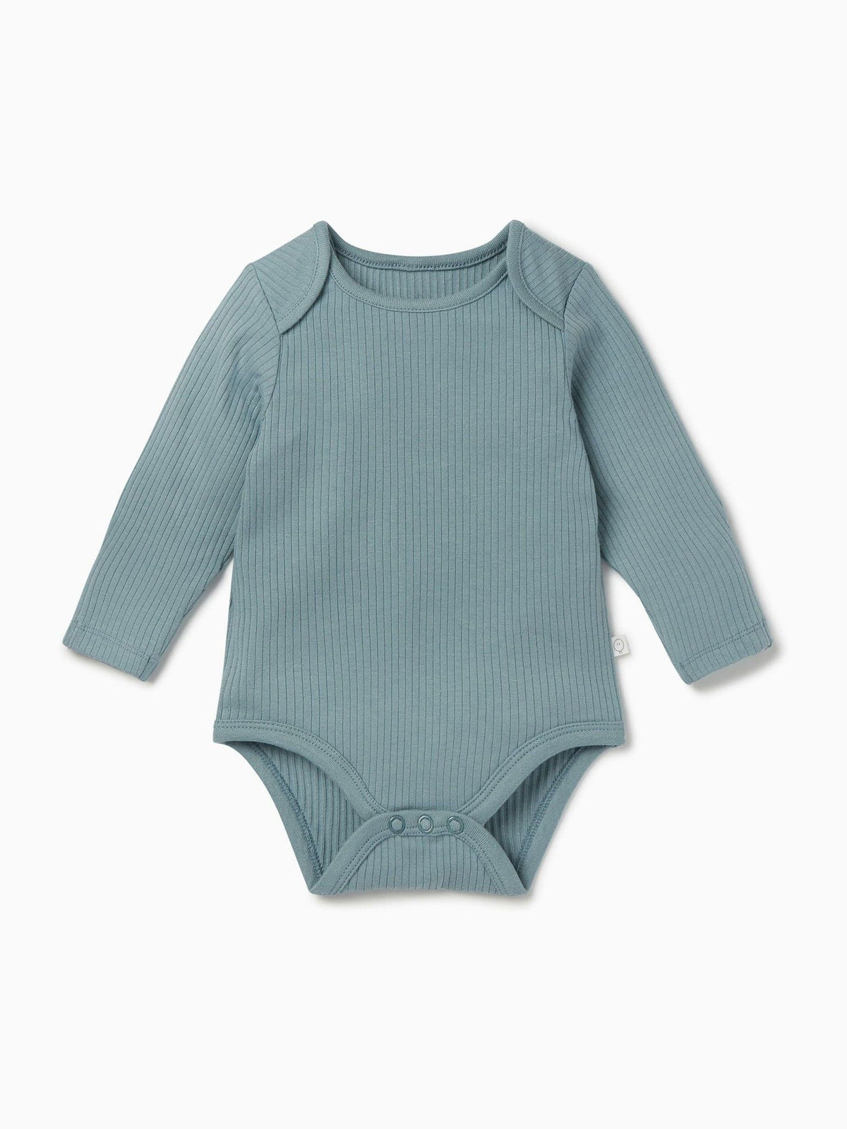 Dsiney Kidz - MORI Blue Ribbed Stretch Long Sleeve Envelope Neckline Bodysuit image 2