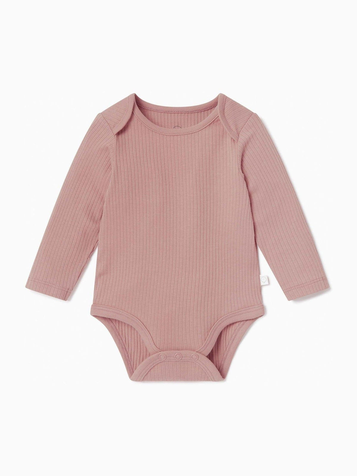 Dsiney Kidz - MORI Pink Ribbed Stretch Long Sleeve Envelope Neckline Bodysuit image 2