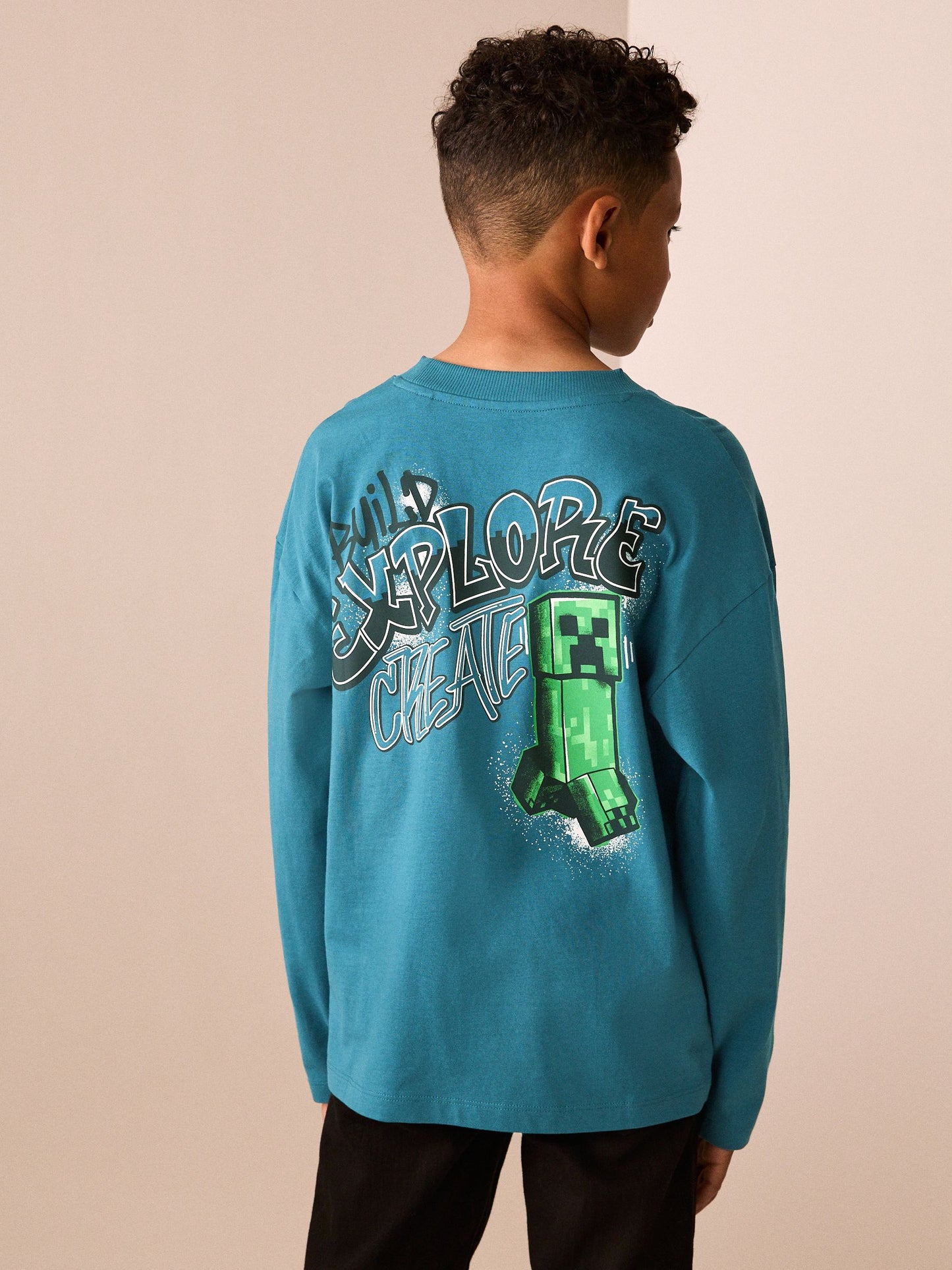 Dsiney Kidz - Teal Blue Long Sleeve Minecraft T-Shirt (3-16yrs) image 4