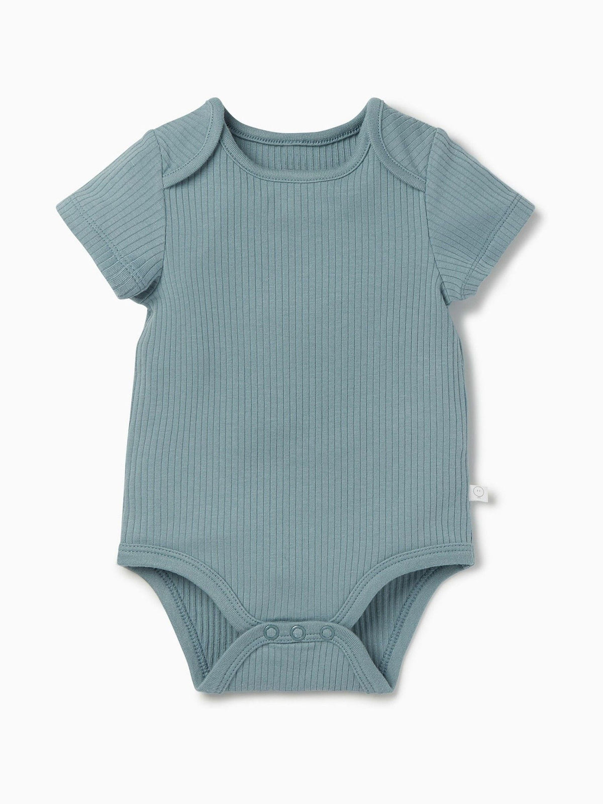 Dsiney Kidz - MORI Stone Blue Ribbed Stretch Short Sleeve Bodysuit image 3