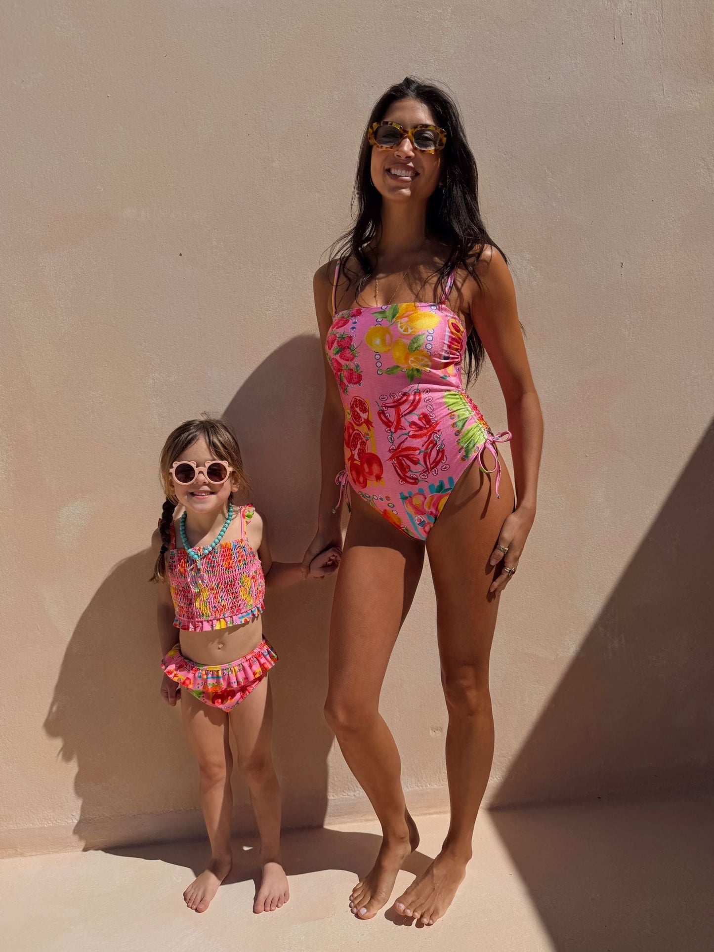 Never Fully Dressed Pink Fruit Shirred Bikini Set image 4