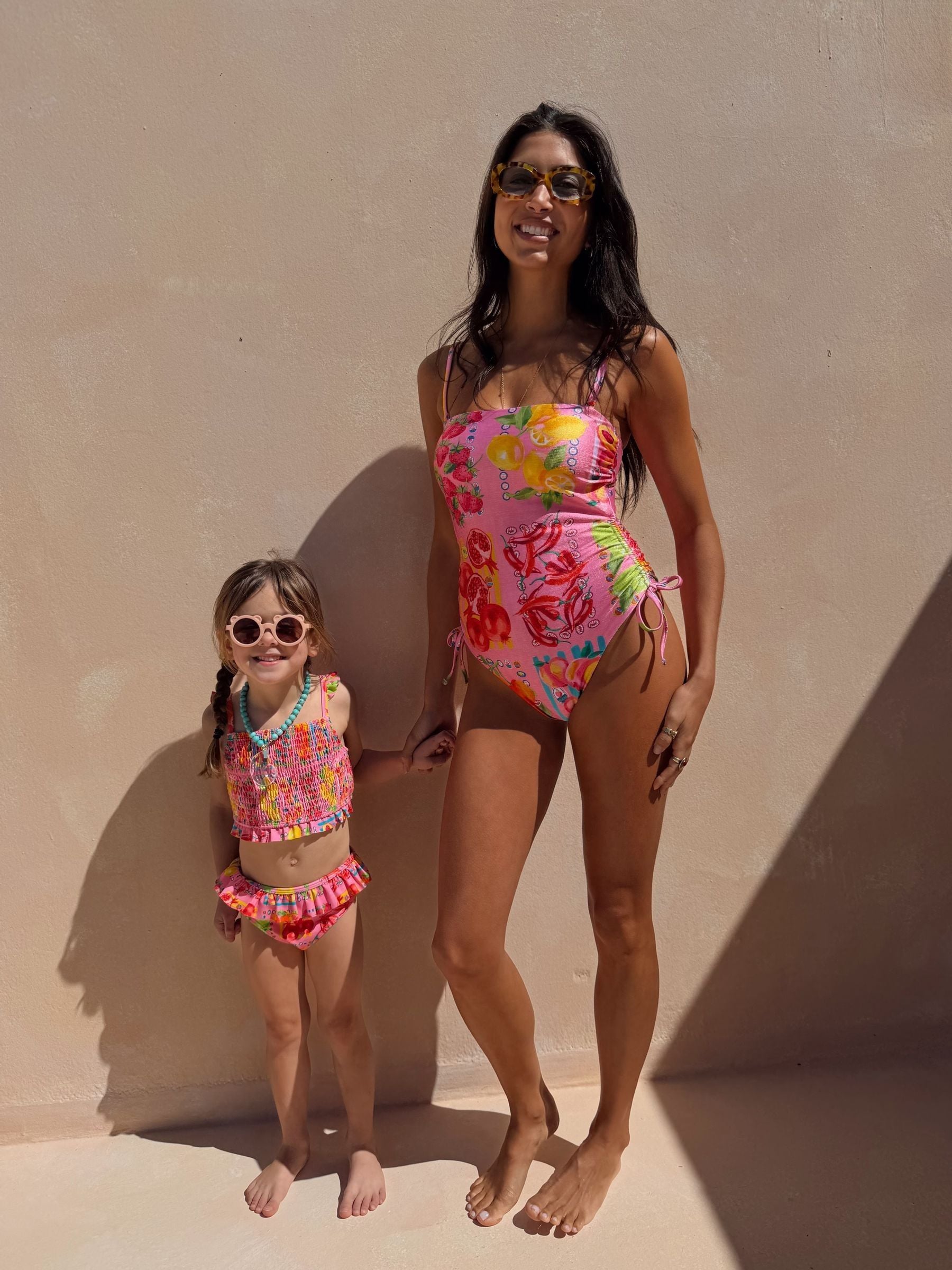 Never Fully Dressed Pink Fruit Shirred Bikini Set image 4