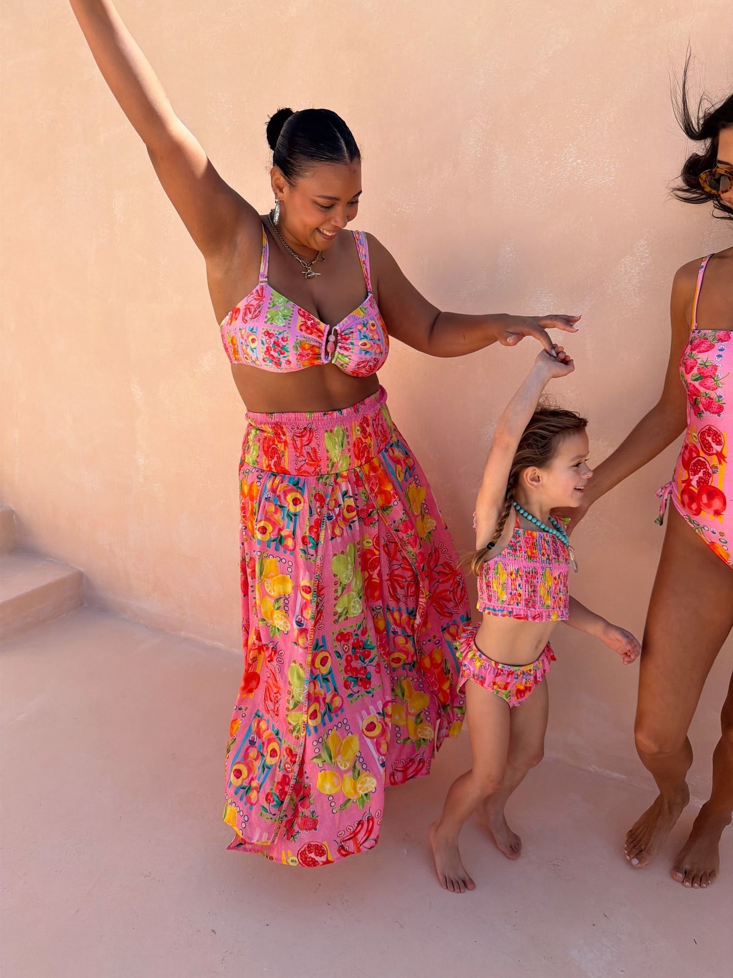 Never Fully Dressed Pink Fruit Shirred Bikini Set image 5