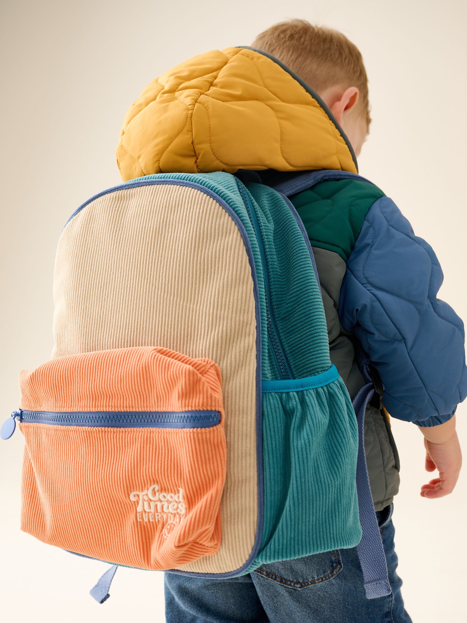Pastel Colourblock Corduroy Backpack image 1