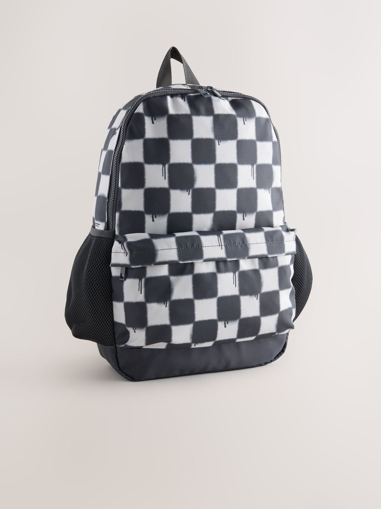 Monochrome Checkerboard Printed Backpack image 1
