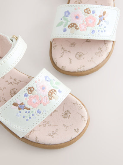 White Embroidered Touch Fastening Sandals image 4