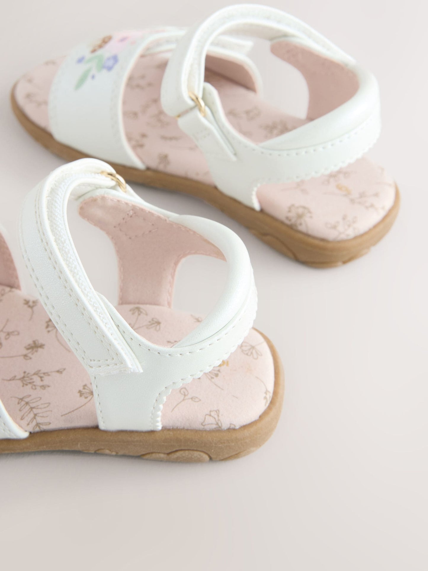 White Embroidered Touch Fastening Sandals image 5
