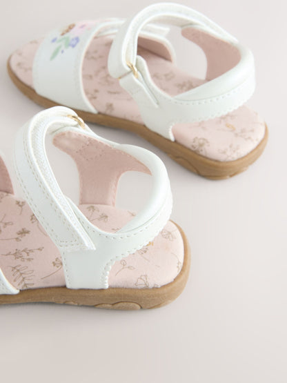 White Embroidered Touch Fastening Sandals image 5