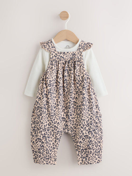 Leopard Print Baby Jersey Dungaree and Bodysuit 2 Piece Set (0mths-2yrs) image 1