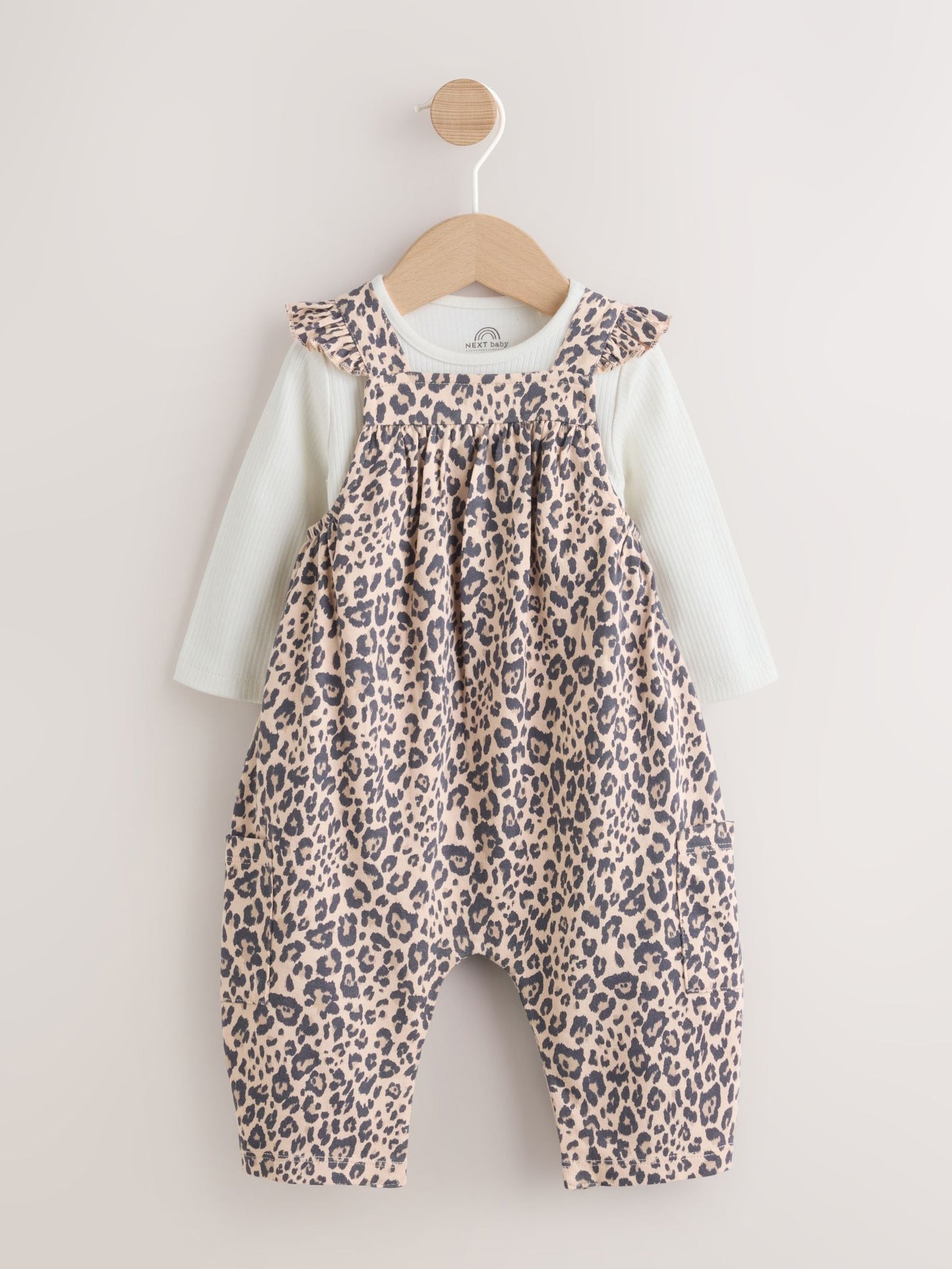 Leopard Print Baby Jersey Dungaree and Bodysuit 2 Piece Set (0mths-2yrs) image 1
