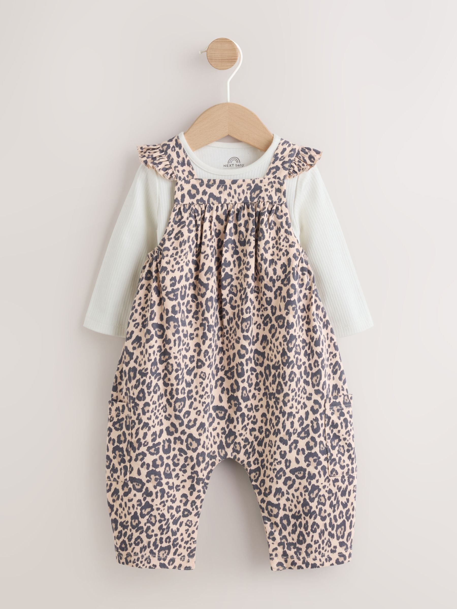 Leopard Print Baby Jersey Dungaree and Bodysuit 2 Piece Set (0mths-2yrs) image 1