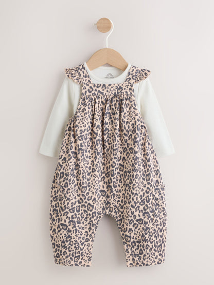 Leopard Print Baby Jersey Dungaree and Bodysuit 2 Piece Set (0mths-2yrs) image 1