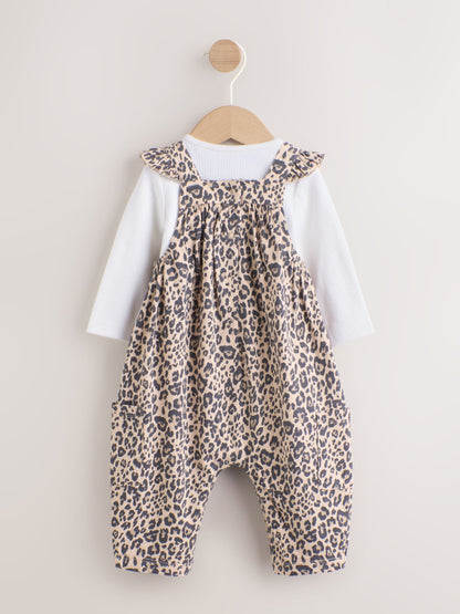 Leopard Print Baby Jersey Dungaree and Bodysuit 2 Piece Set (0mths-2yrs) image 2