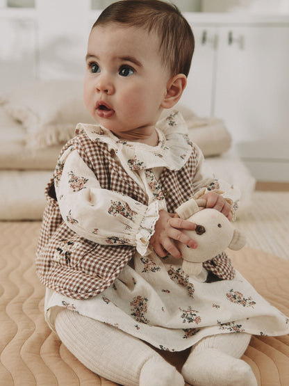 Dsiney Kidz - Ecru Floral Woven Baby Dress, Gilet And Tights 3 Piece Set (0mths-2yrs) image 1