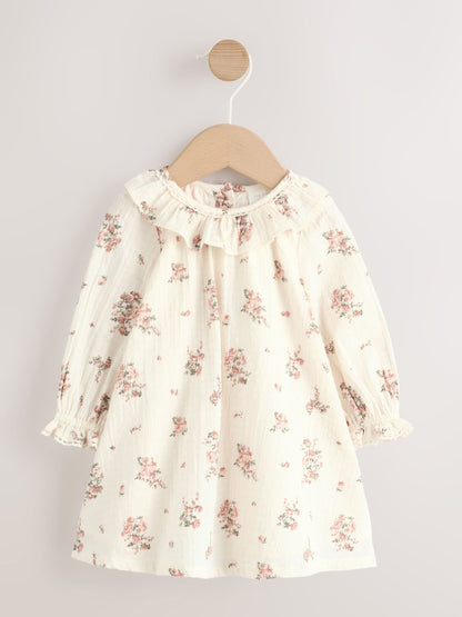 Dsiney Kidz - Ecru Floral Woven Baby Dress, Gilet And Tights 3 Piece Set (0mths-2yrs) image 5