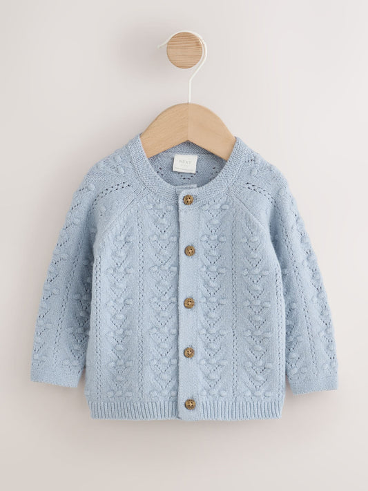 Blue Soft Touch Knitted Baby Cardigan (0mths-2yrs) - image 1