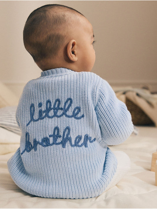 Blue Little Brother Embroidered Bear Cardigan (0mths-2yrs) - image 1