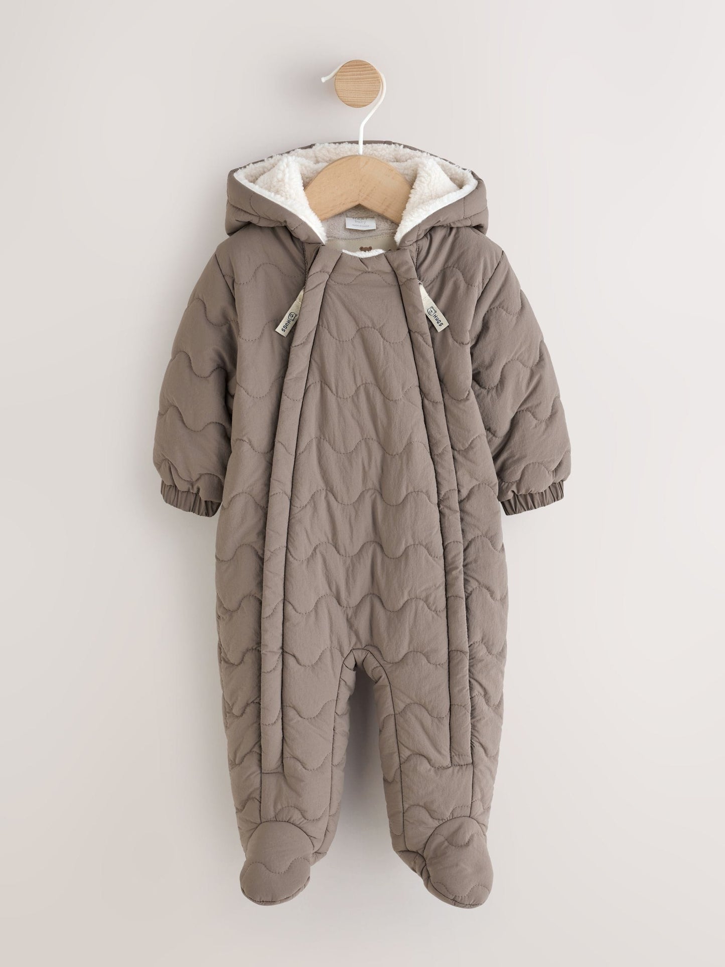 Dsiney Kidz - Neutral Brown Quilted Baby All-In-One Pramsuit image 1