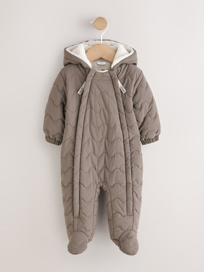 Dsiney Kidz - Neutral Brown Quilted Baby All-In-One Pramsuit image 1