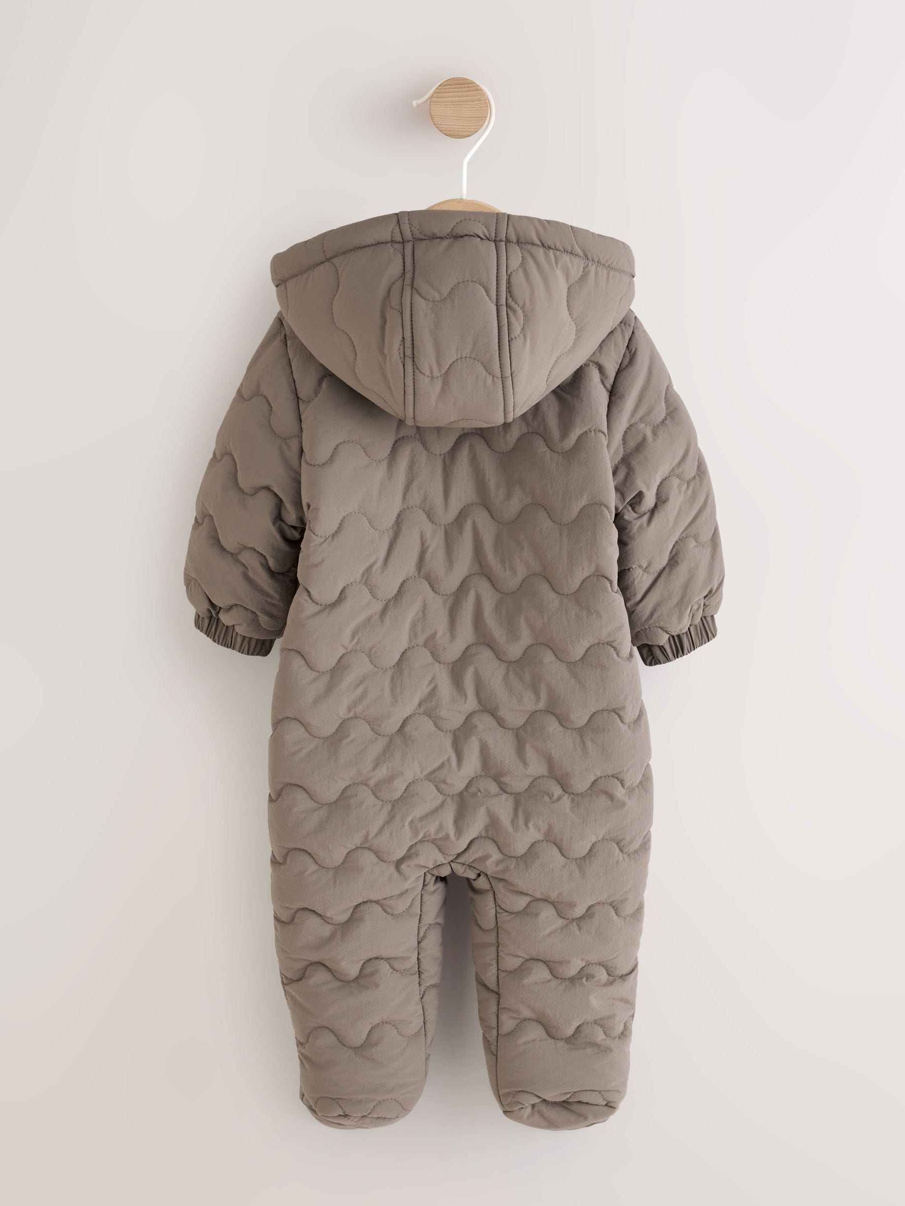 Dsiney Kidz - Neutral Brown Quilted Baby All-In-One Pramsuit image 2
