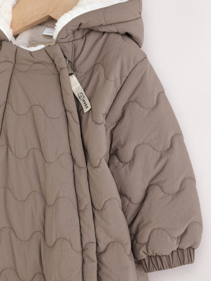 Dsiney Kidz - Neutral Brown Quilted Baby All-In-One Pramsuit image 3