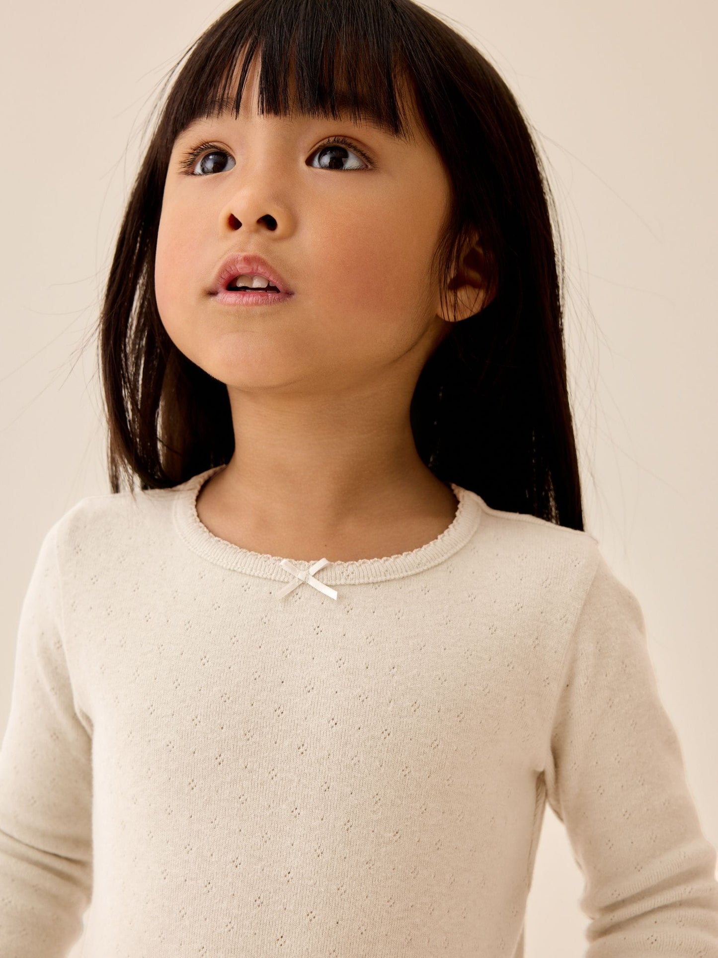 Dsiney Kidz - Ecru Long Sleeve Pointelle Top (3mths-7yrs) image 3