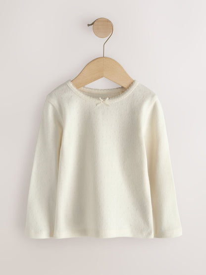 Dsiney Kidz - Ecru Long Sleeve Pointelle Top (3mths-7yrs) image 4