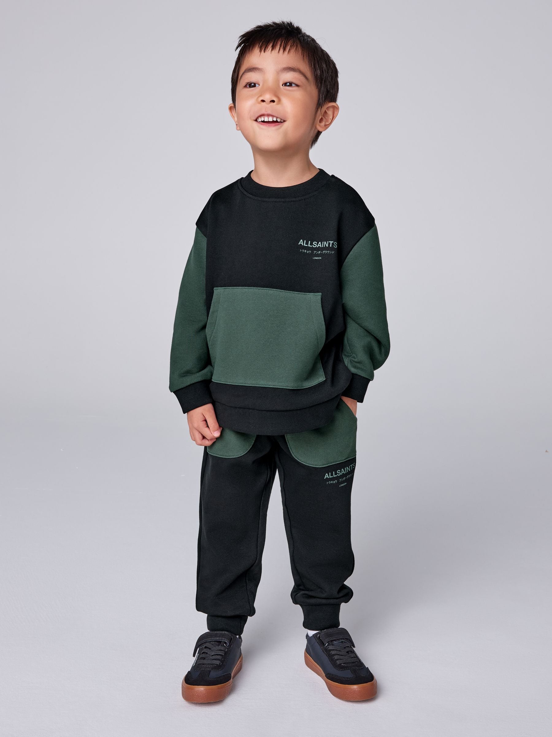 Dsiney Kidz - smALLSAINTS Black/Green Underground Oversized Younger Sweatshirt and Joggers Set image 1