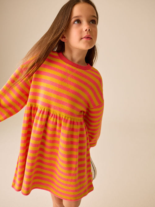 Dsiney Kidz - Pink and Orange Stripe Cosy Rib Jumper Dress (3-16yrs) image 1