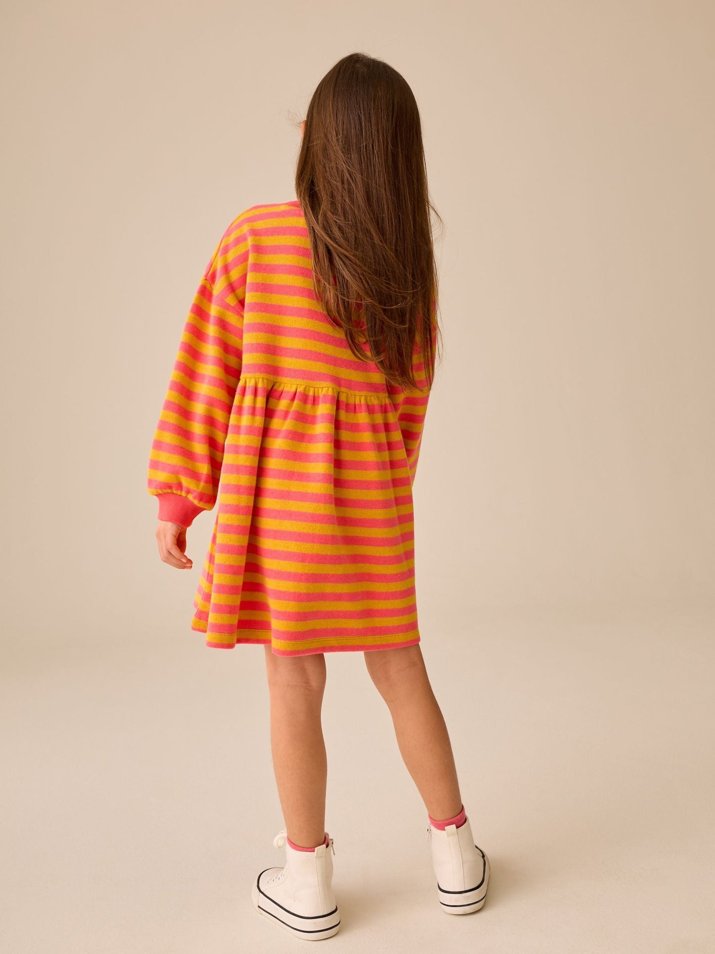 Dsiney Kidz - Pink and Orange Stripe Cosy Rib Jumper Dress (3-16yrs) image 3