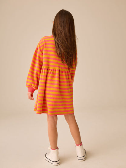 Dsiney Kidz - Pink and Orange Stripe Cosy Rib Jumper Dress (3-16yrs) image 3