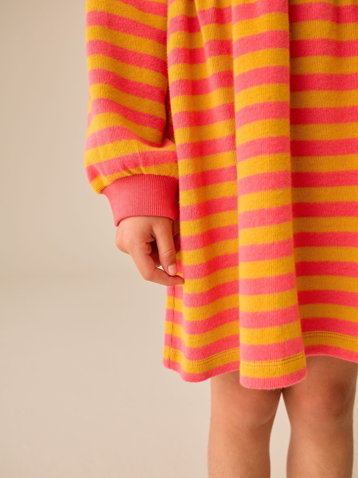 Dsiney Kidz - Pink and Orange Stripe Cosy Rib Jumper Dress (3-16yrs) image 4