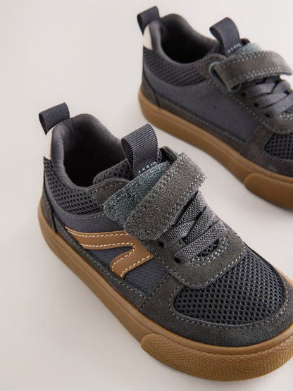 Charcoal Grey Standard Fit (F) Touch Fastening Elastic Lace Trainers image 5