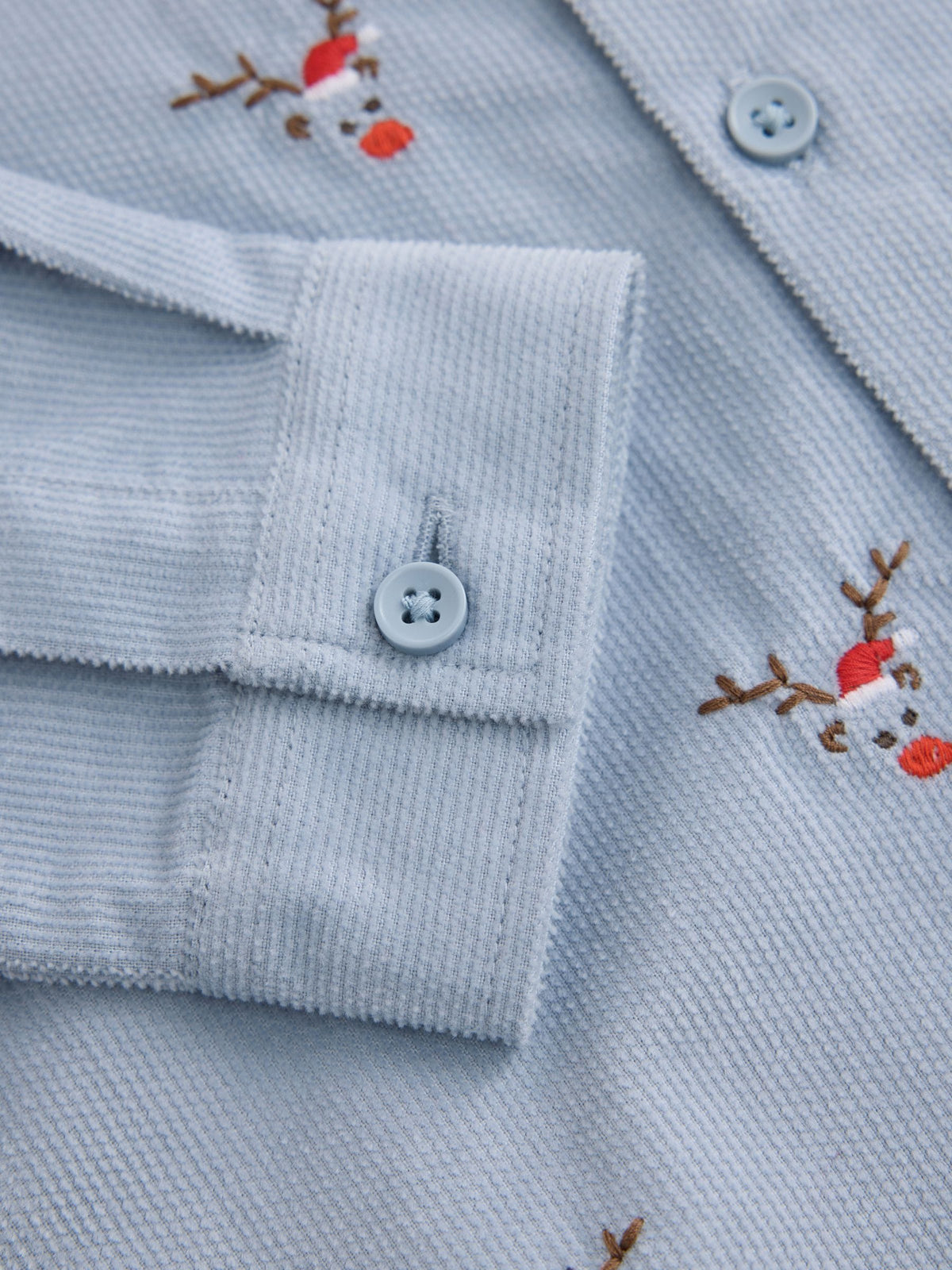 Pale Blue Long Sleeve All Over Embroidery Christmas Shirt (3mths-10yrs) - image 8